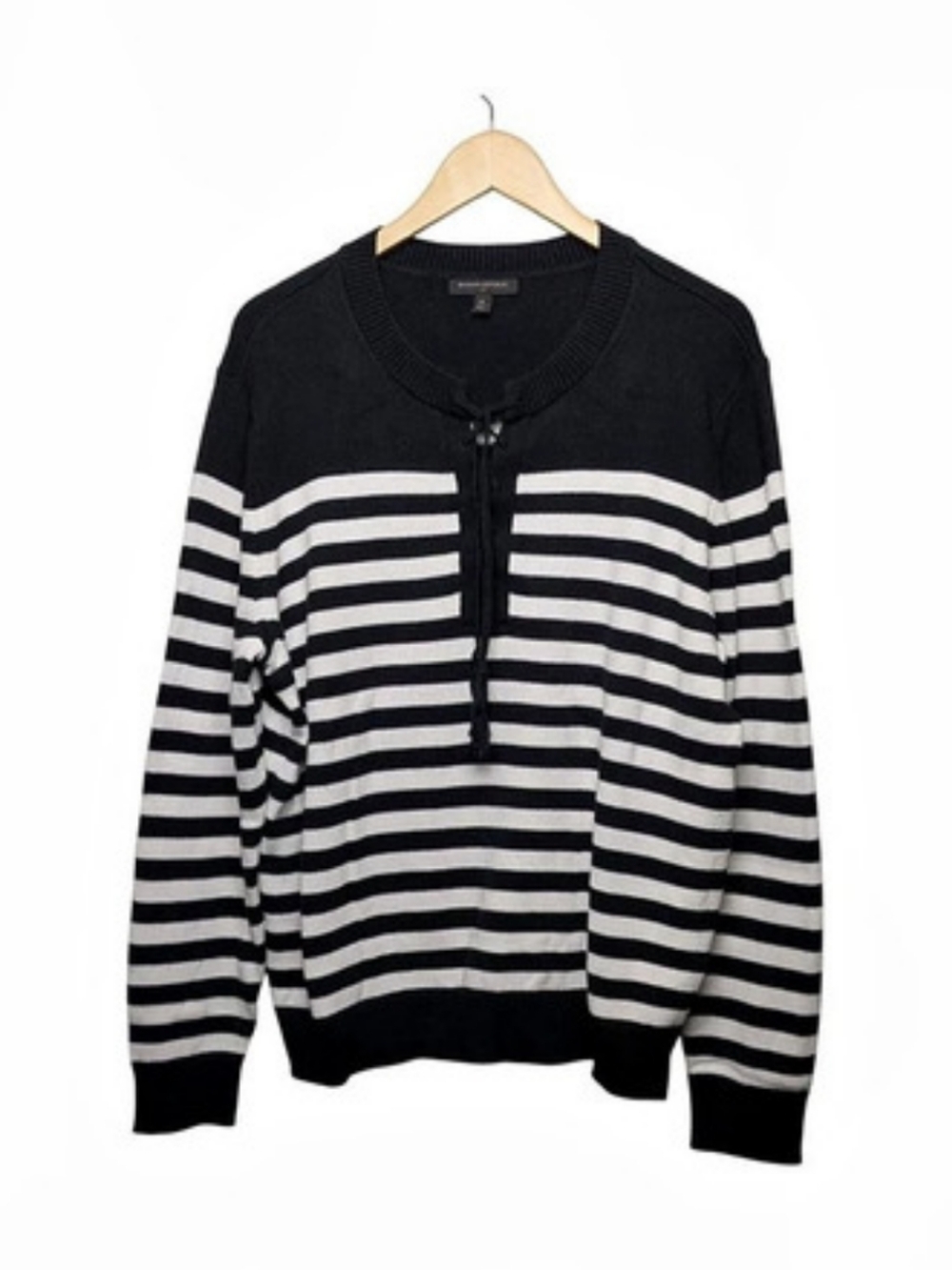 Banana Republic Striped Cardigan in Black & White Size XL Like New Lace Up